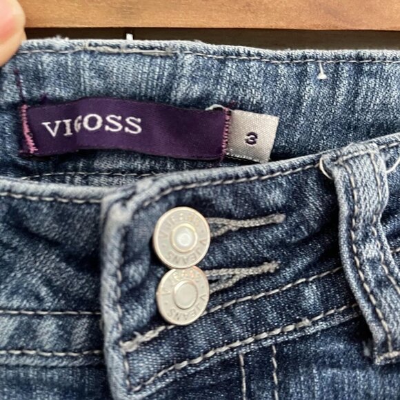 Vigoss Junior Women's The New York Bootcut Distressed Blue Denim Jeans Size 3 - Picture 2 of 12